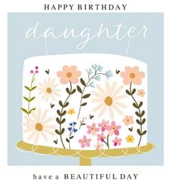 Flower Cake Daughter Birthday Card