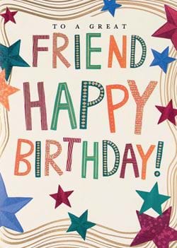 Stars Great Friend Birthday Card