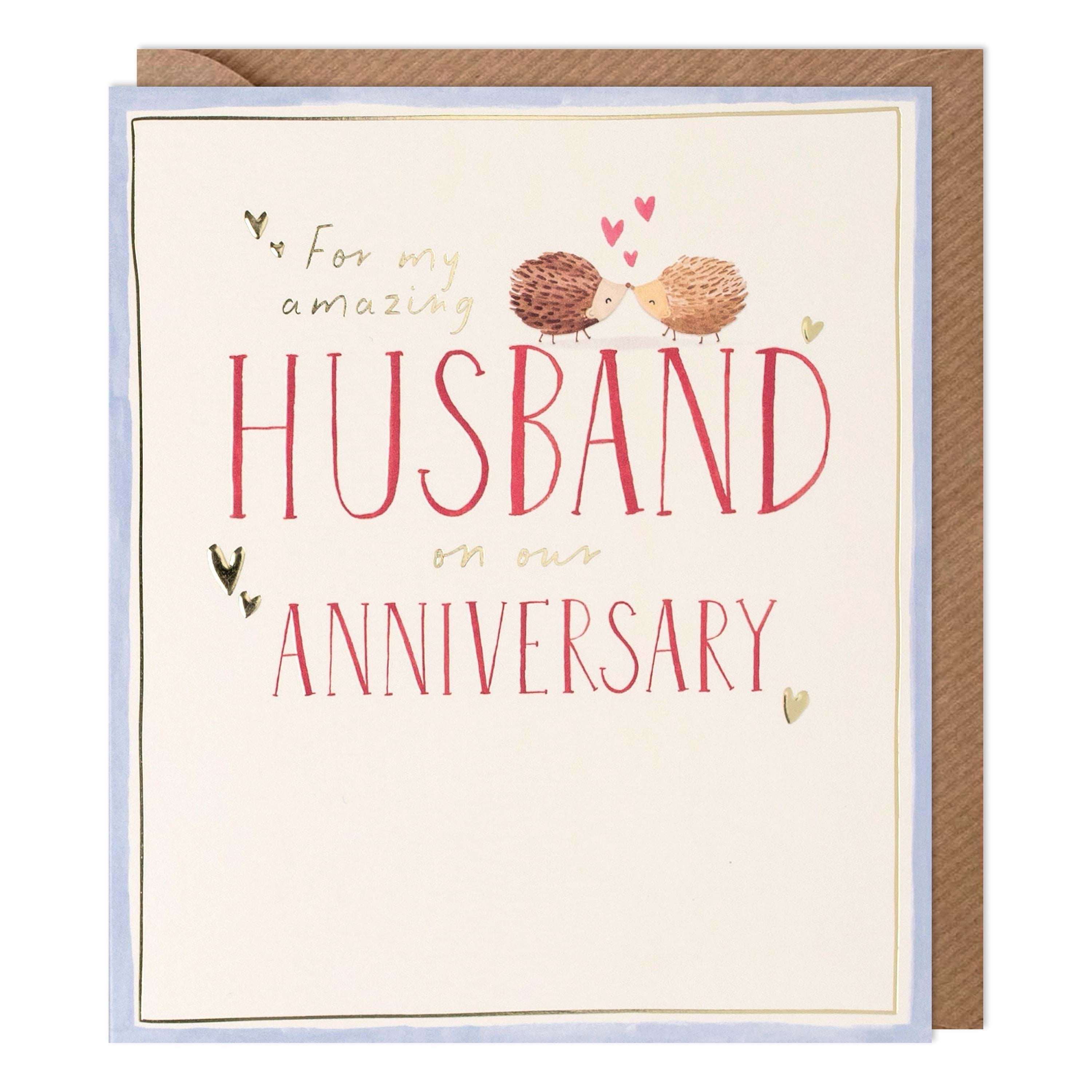 Hedgehogs Husband Anniversary Card