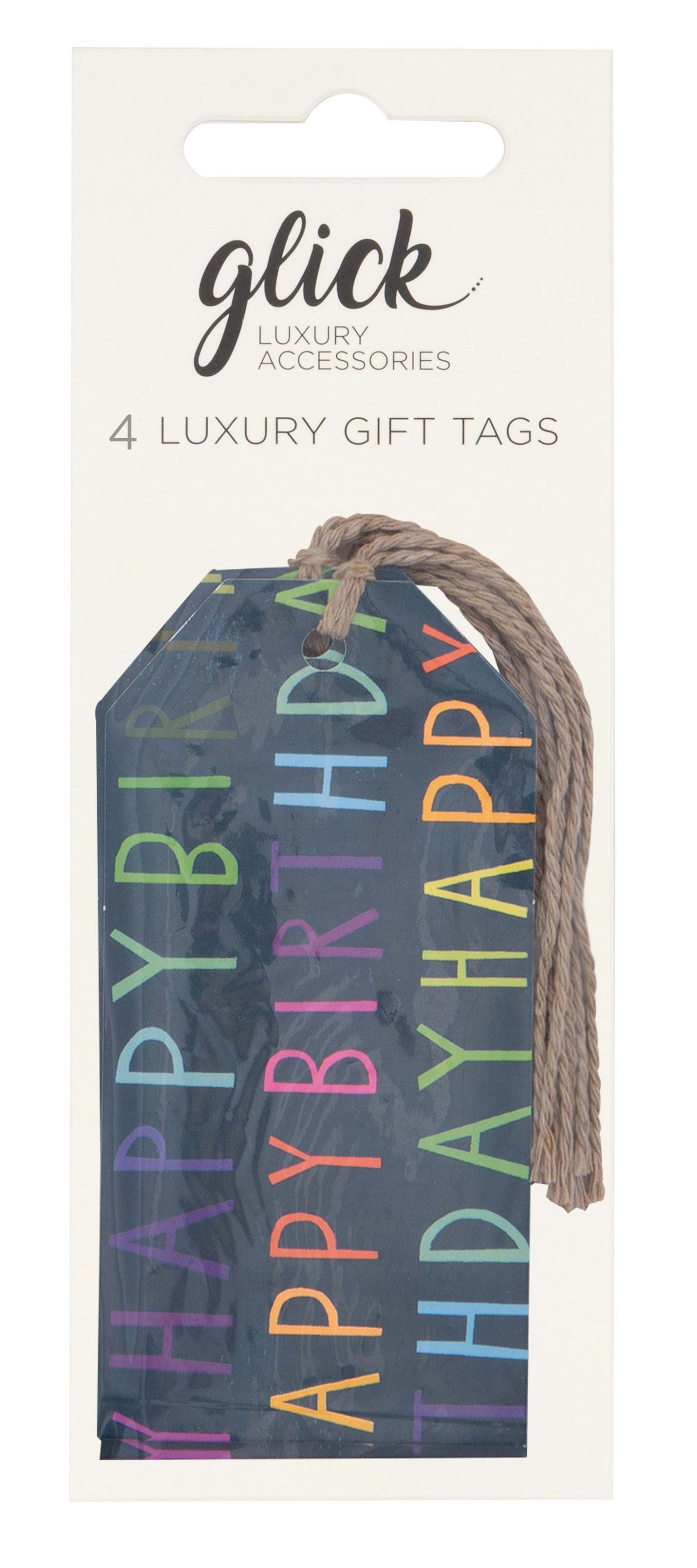 Navy Happy Birthday Gift Tags - Pack of 4
