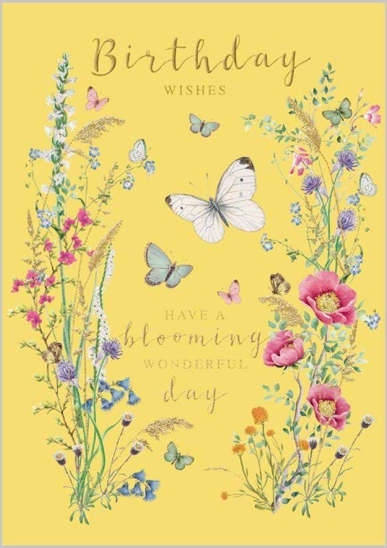 Butterflies and Meadow Flowers Birthday Card