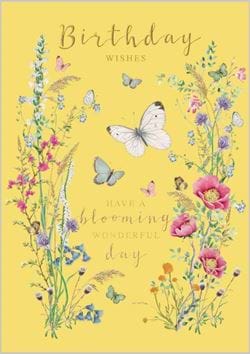 Butterflies and Meadow Flowers Birthday Card