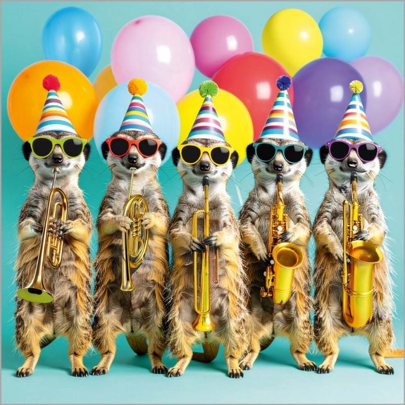 Meerkat Musicians Birthday Card