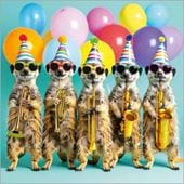 Meerkat Musicians Birthday Card