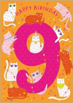 Cats 9th Birthday Card