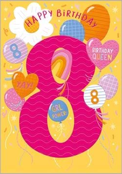 Balloons 8th Birthday Card