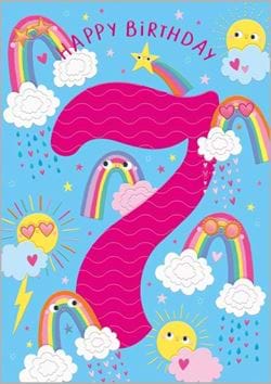 Rainbows 7th Birthday Card