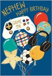 Game On Nephew Birthday Card