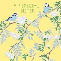 Blue Tits and Rowan Sister Birthday Card
