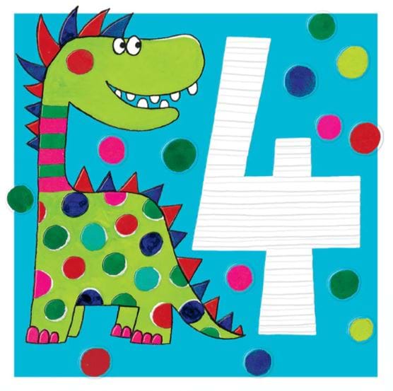 Dinosaur 4th Birthday Card