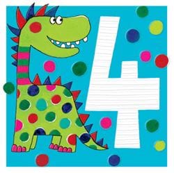 Dinosaur 4th Birthday Card