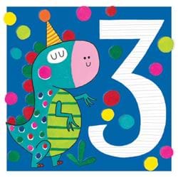 Dinosaur 3rd Birthday Card
