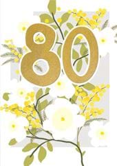 Floral 80th Birthday Card