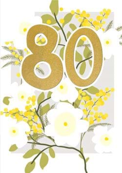 Floral 80th Birthday Card