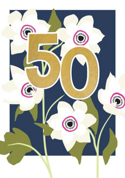 Floral 50th Birthday Card