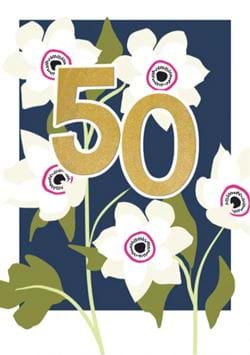 Floral 50th Birthday Card