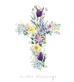 Floral Cross Easter Cards - Pack of 5