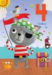 Pirate Cat 4th Birthday Card