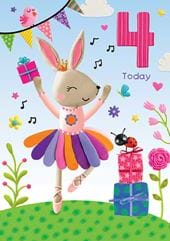 Ballerina Bunny 4th Birthday Card