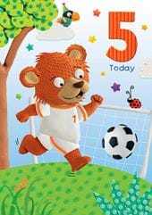 Football Bear 5th Birthday Card