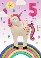 Unicorn 5th Birthday Card