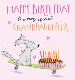 Dog & Cake Granddaughter Birthday Card