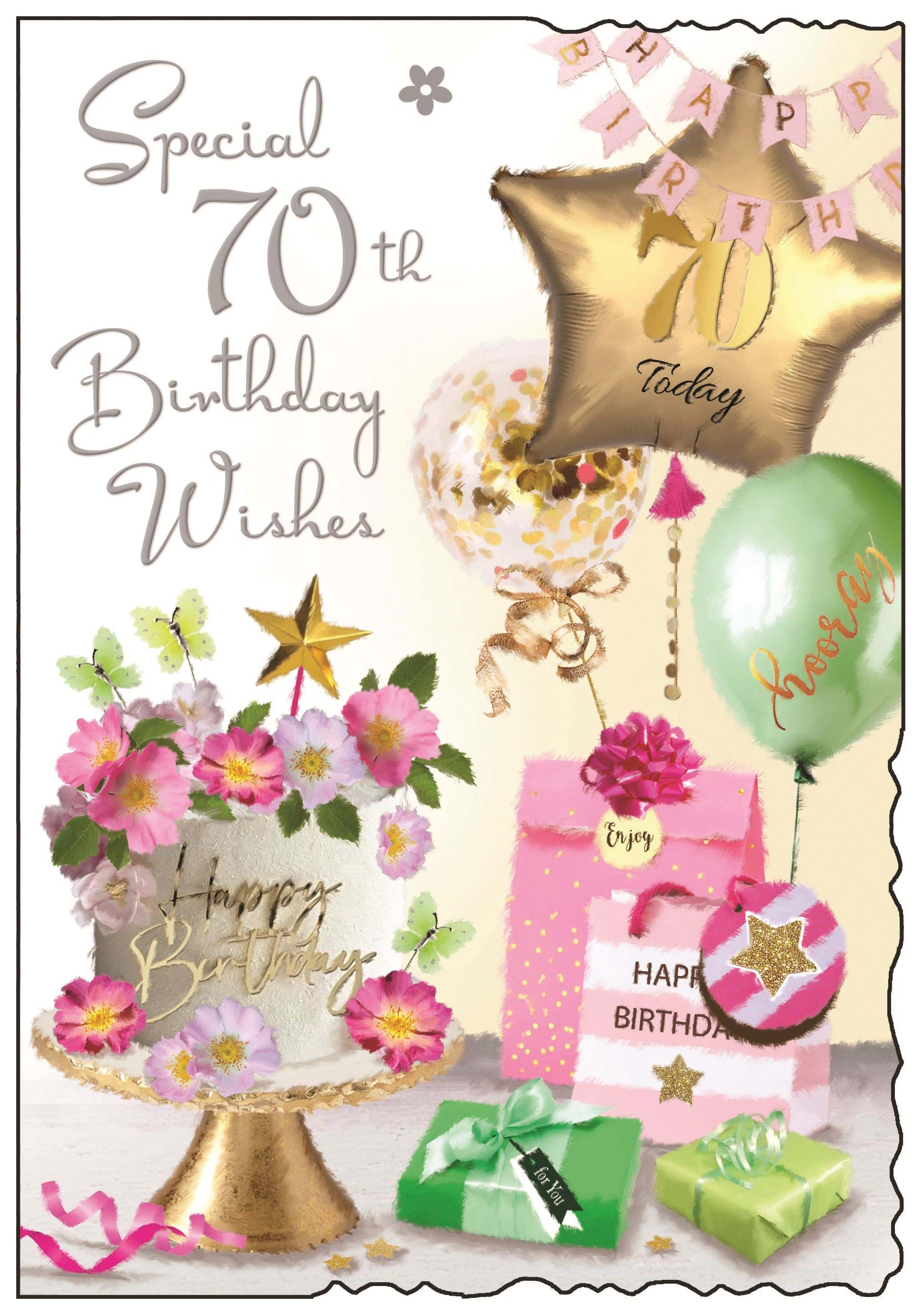 Cake and Presents 70th Birthday Card