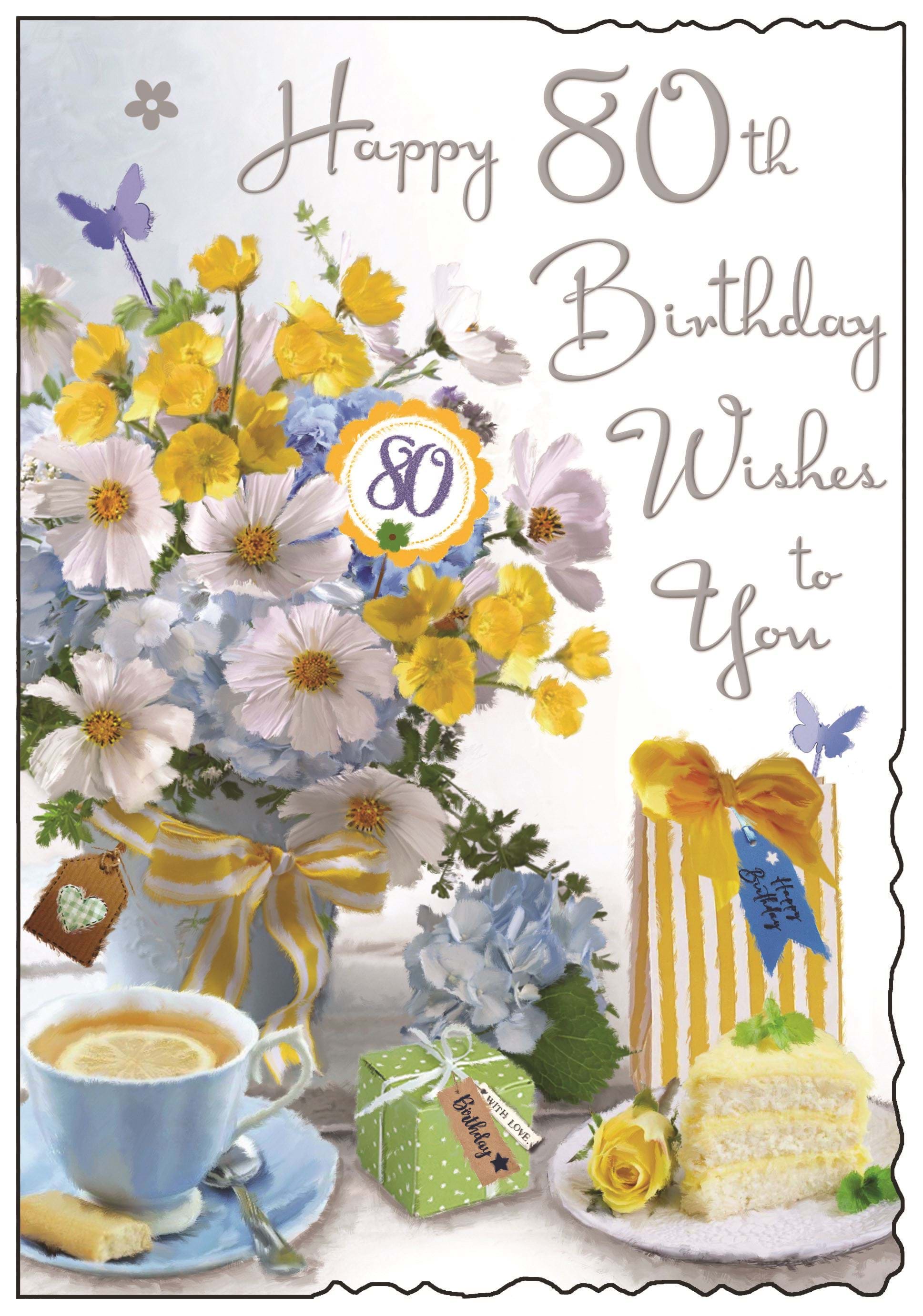 Tea and Cake 80th Birthday Card