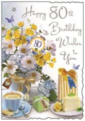 Tea and Cake 80th Birthday Card