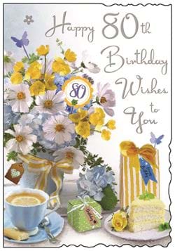 Tea and Cake 80th Birthday Card