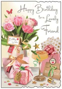 Cocktail and Flowers Special Friend Birthday Card