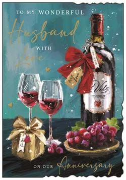 Red Wine Husband Birthday Card