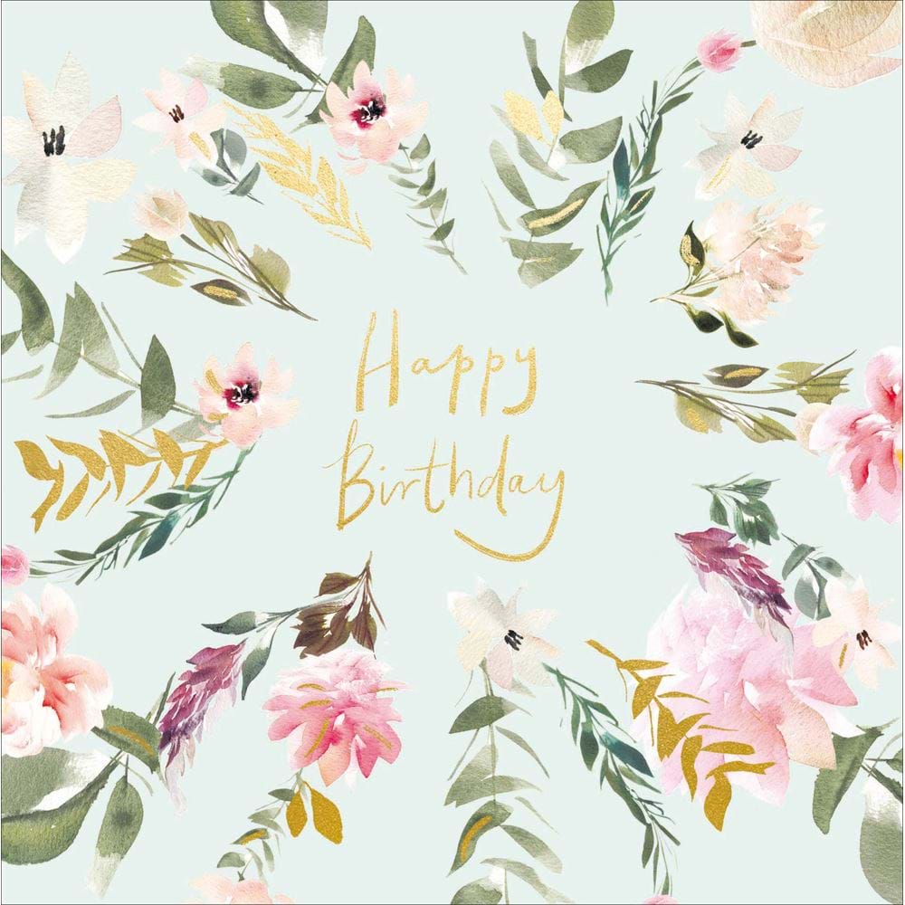 Florals and Leaves Birthday Card