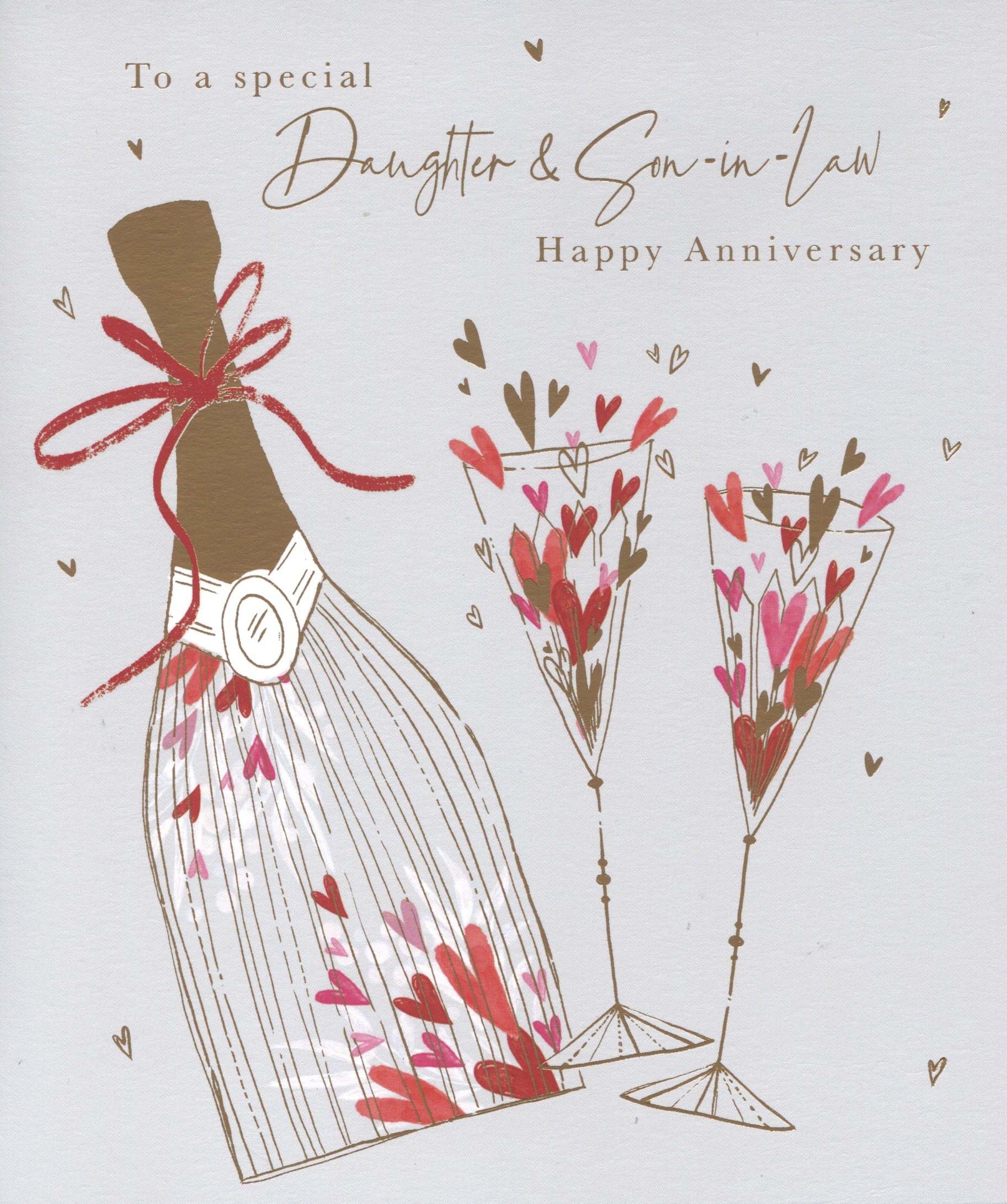 Champagne Daughter and Son-in-law Anniversary Card