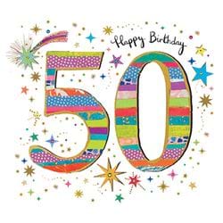 Colourful 50th Birthday Card