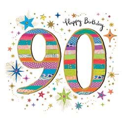 Colourful 90th Birthday Card