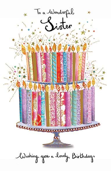 Candle Cake Sister Birthday Card
