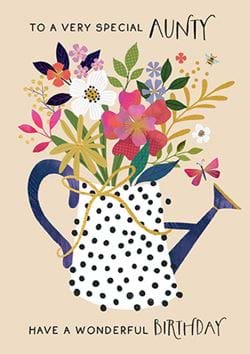 Floral Watering Can Aunty Birthday Card