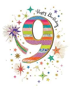 Colourful 9th Birthday Card