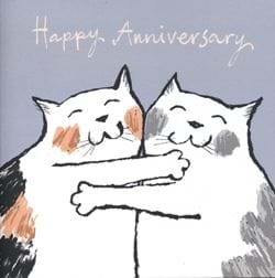 Cat Hugs Anniversary Card