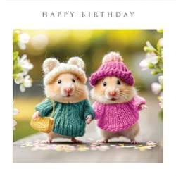 Woolly Jumper Hamsters Birthday Card