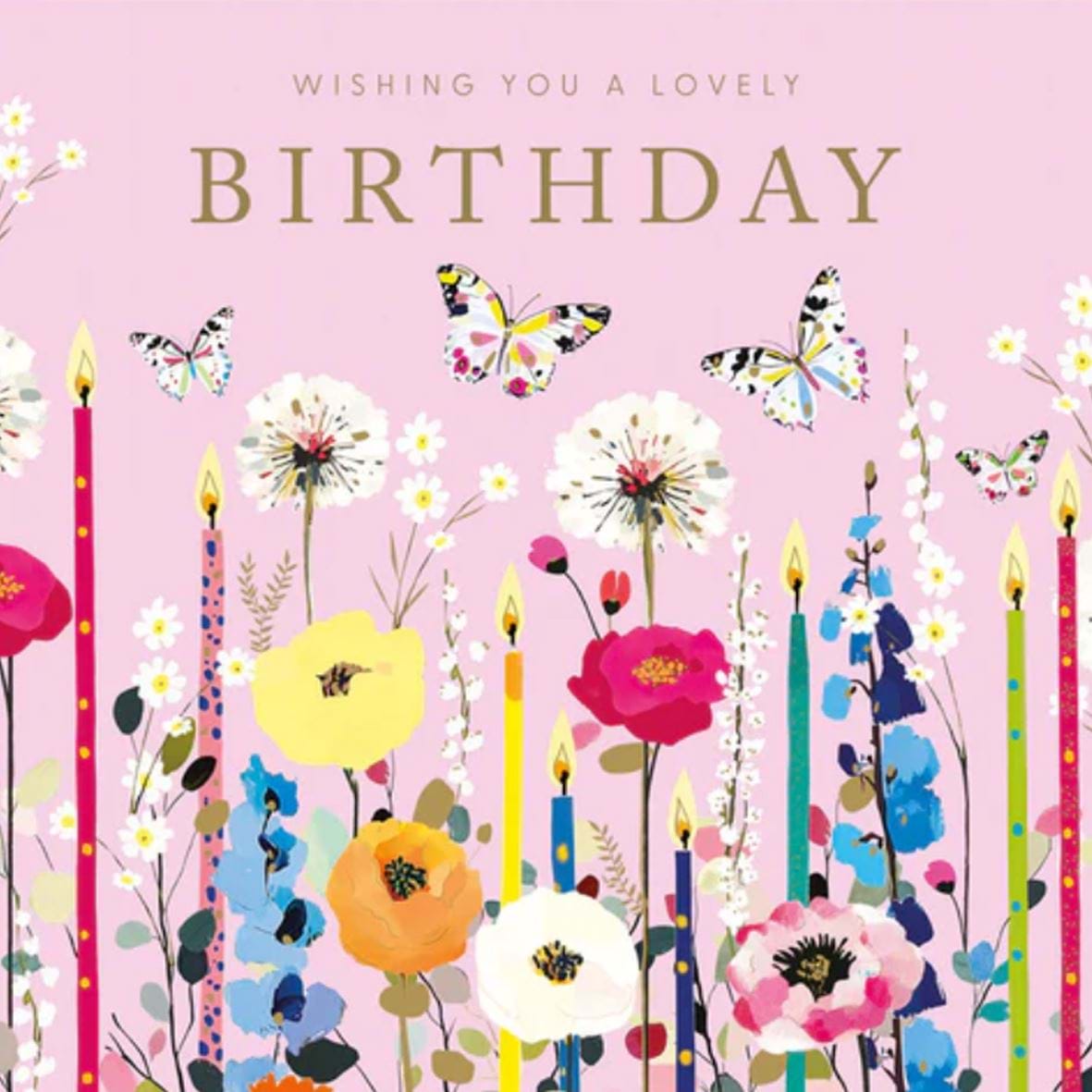 Flowers and Candles Birthday Card