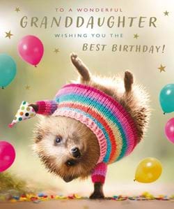 Hedgehog Granddaughter Birthday Card