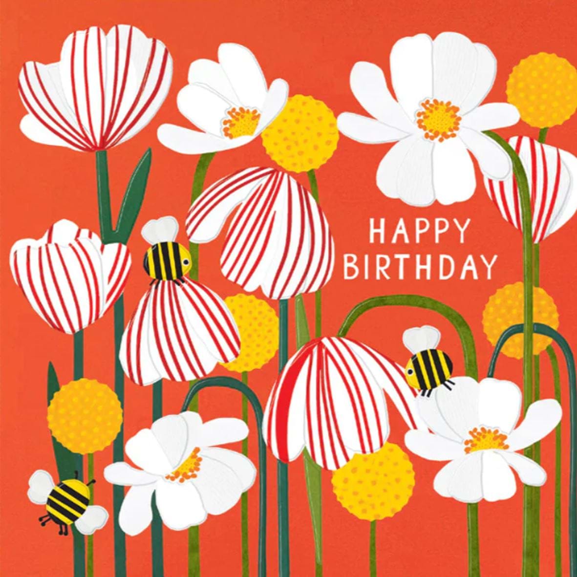 White Flowers Birthday Card