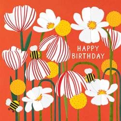 White Flowers Birthday Card