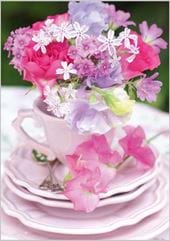 Teacup Flowers Birthday Card