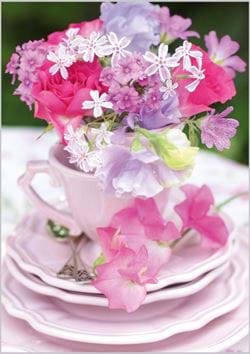 Teacup Flowers Birthday Card