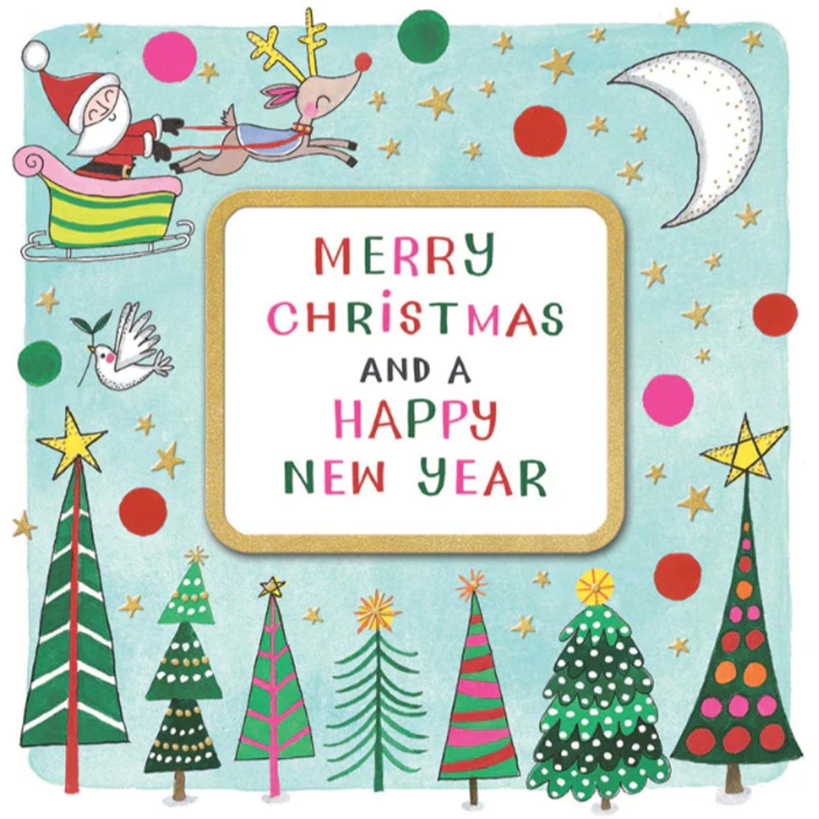 Santa and Trees Christmas Card