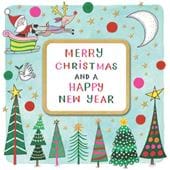 Santa and Trees Christmas Card