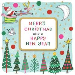 Santa and Trees Christmas Card